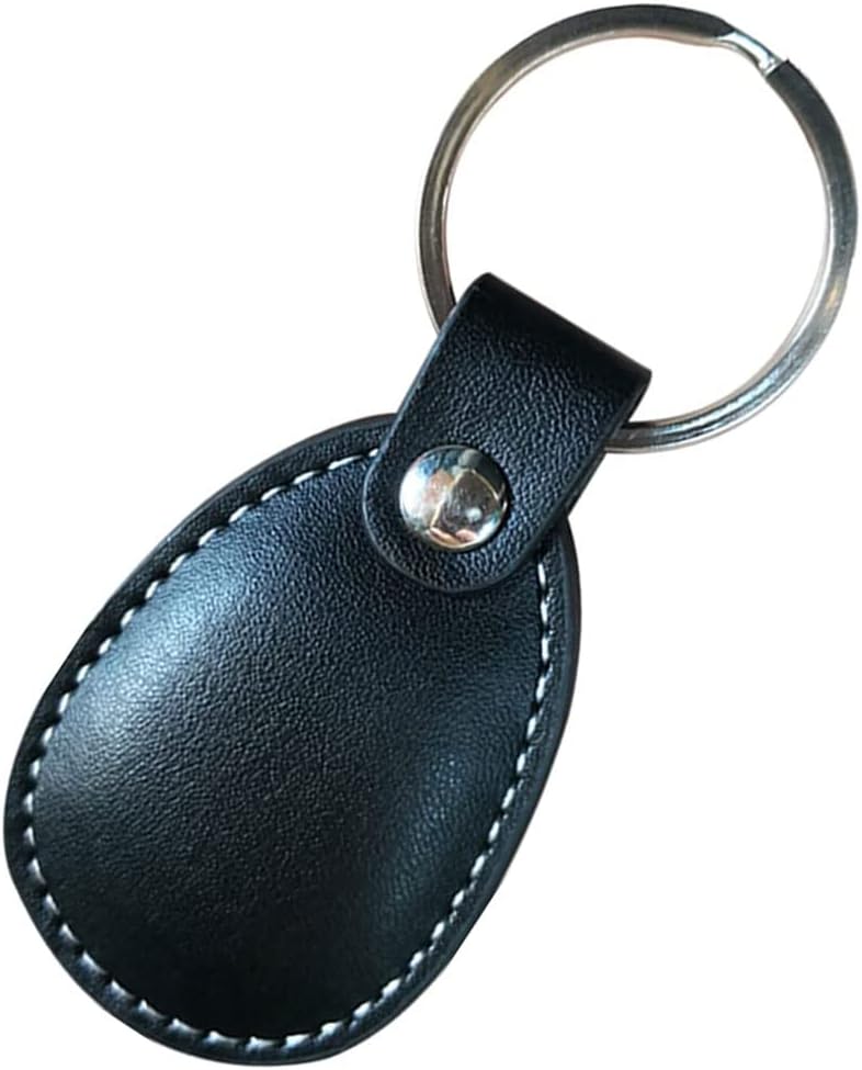 hecere Genuine Leather RFID Key Fob Tag IC ISO14443A UID Changeable Sector0 Block0 Rewritable for Access Control 1pcs/lot (black IC Keychain, Oval) - Image 1